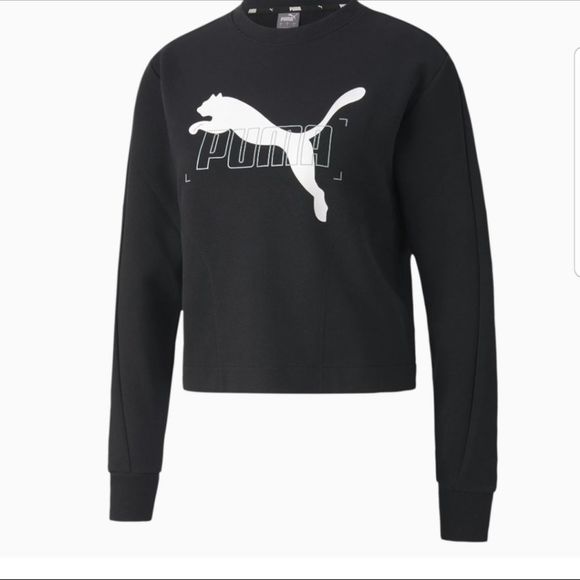 NWT Puma women's Logo black white sweatshirt, Small, new with tags,Relaxed - Picture 3 of 8